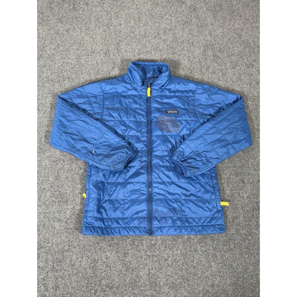 Patagonia Kids Nano Puff Brick Quilt Jacket Blue L 12 PrimaLoft Full‎ Zip